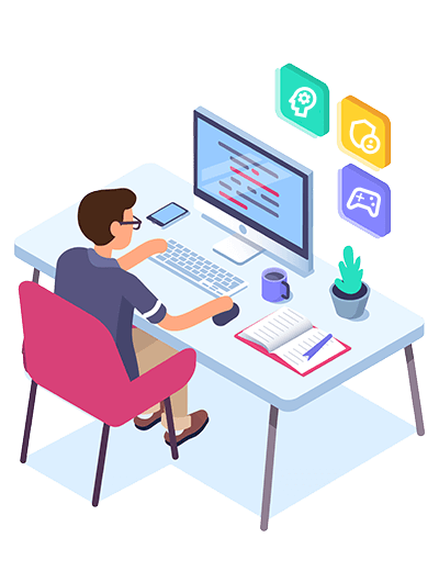 Python Developer working at desk