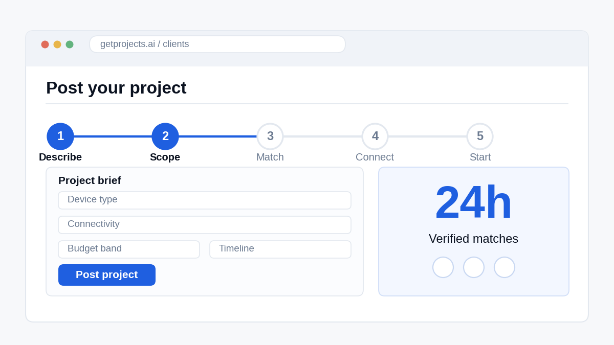 "Post a IoT development project form"